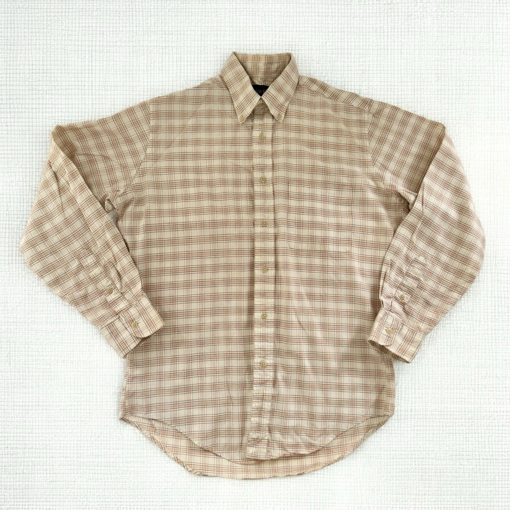 Vintage Y2K CK Calvin Klein Mens Plaid Button Down Shirt Size M 90s Grunge Indie